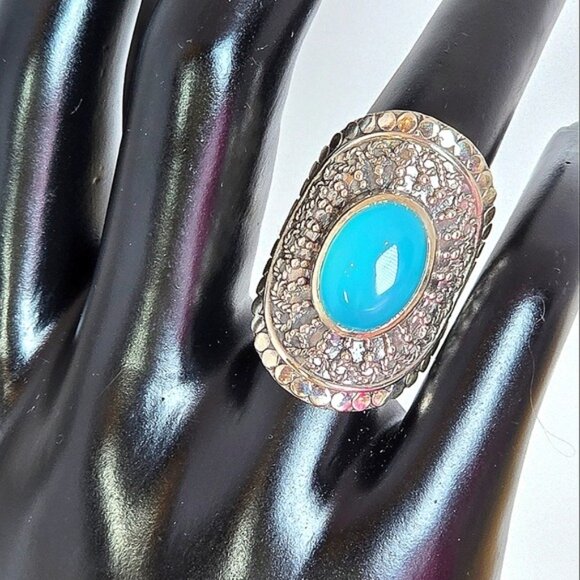 925 Sterling Silver Ring Sz 6.5 with Natural Chalcedony 14x10mm - Picture 4 of 13